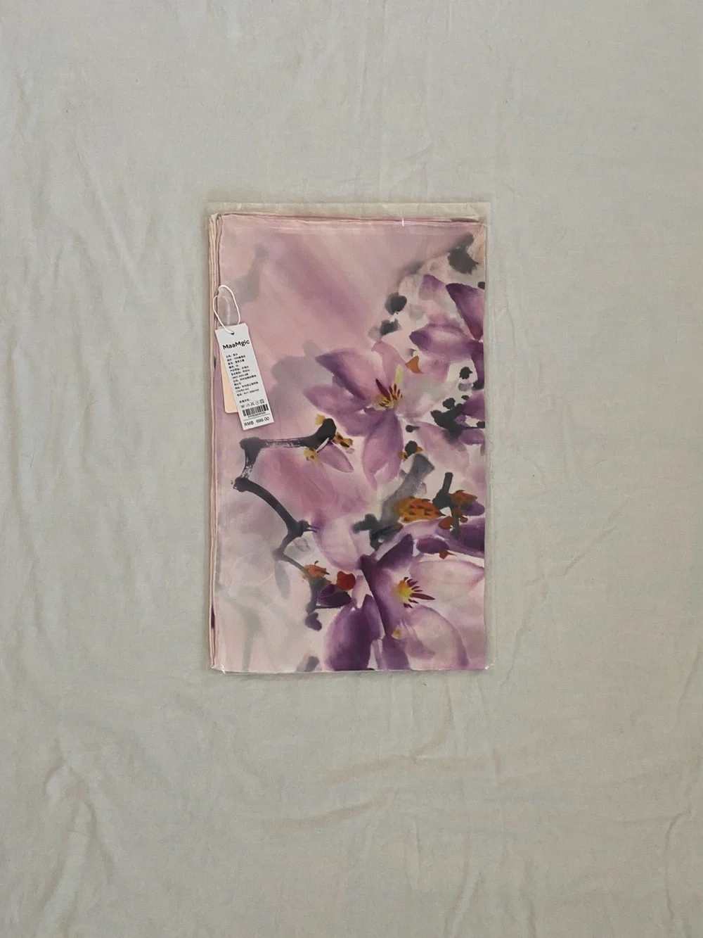 Handmade 100% Silk Lavender Floral Wrap Scarf Top